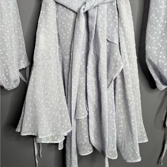 Saints + Secrets Light Purple Swiss Dot Wrap Belted Dress Size Small - Picture 3 of 7